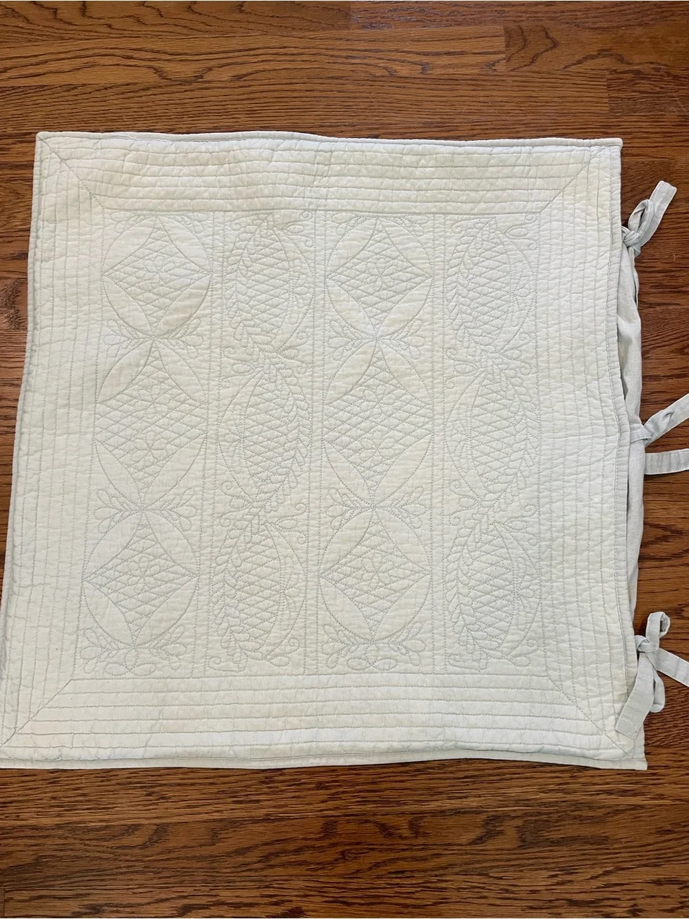 S/2 Pottery Barn Hanna Euro Shams Quilted Cotton Linen Surfspray Blue Green